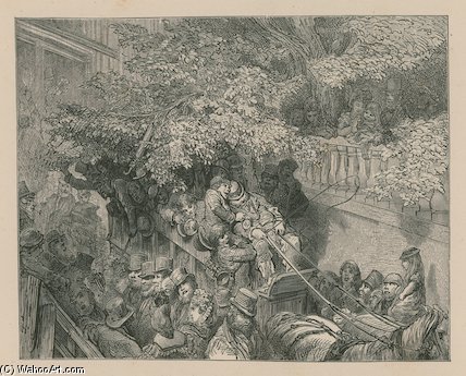 Wikioo.org - Bách khoa toàn thư về mỹ thuật - Vẽ tranh, Tác phẩm nghệ thuật Paul Gustave Doré - A Crowded Horse-drawn Coach