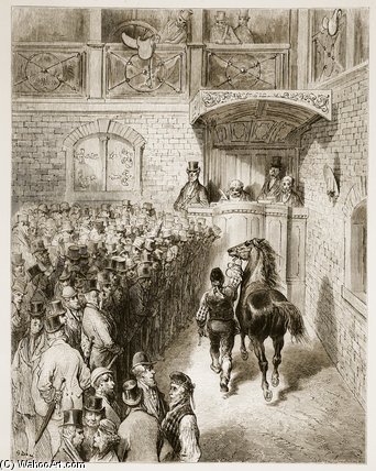 WikiOO.org - אנציקלופדיה לאמנויות יפות - ציור, יצירות אמנות Paul Gustave Doré - A Sale At Tattersall's, From 'london, A Pilgrimage'