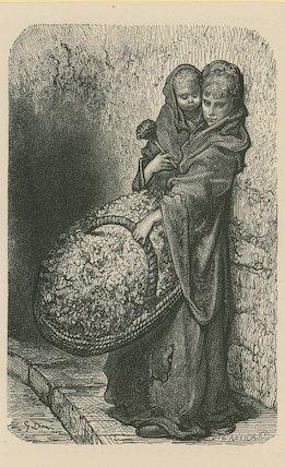Wikioo.org - The Encyclopedia of Fine Arts - Painting, Artwork by Paul Gustave Doré - A Women Selling Flowers