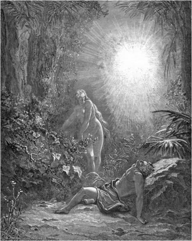 WikiOO.org - Enciklopedija dailės - Tapyba, meno kuriniai Paul Gustave Doré - Adam And Eve