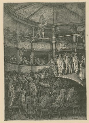WikiOO.org - Εγκυκλοπαίδεια Καλών Τεχνών - Ζωγραφική, έργα τέχνης Paul Gustave Doré - Blondin At Shoreditch, London