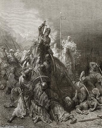WikiOO.org - Encyclopedia of Fine Arts - Festés, Grafika Paul Gustave Doré - Christian Knights Fight Saracens