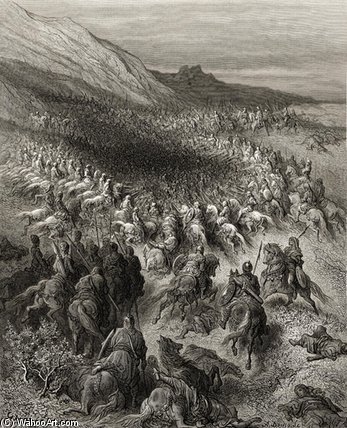 Wikoo.org - موسوعة الفنون الجميلة - اللوحة، العمل الفني Paul Gustave Doré - Crusaders Surrounded By Saladin's Army