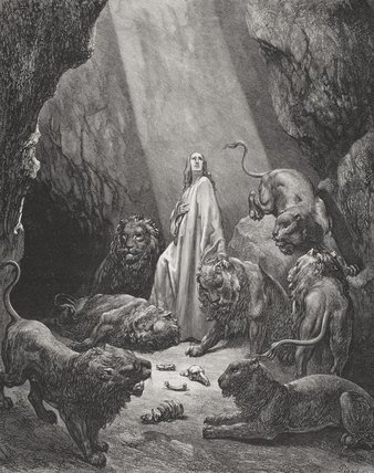 Wikioo.org – L'Encyclopédie des Beaux Arts - Peinture, Oeuvre de Paul Gustave Doré - Daniel Dans la fosse aux lions,