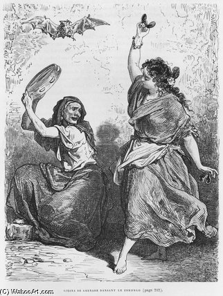 WikiOO.org - Encyclopedia of Fine Arts - Maľba, Artwork Paul Gustave Doré - Gitana From Granada Dancing The Zorongo