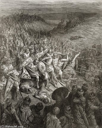 Wikioo.org - สารานุกรมวิจิตรศิลป์ - จิตรกรรม Paul Gustave Doré - Godfrey's Soldiers Drive Through The Muslim Army