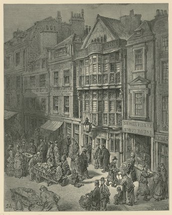 Wikioo.org - สารานุกรมวิจิตรศิลป์ - จิตรกรรม Paul Gustave Doré - Illustration Depicting Bishopsgate Street