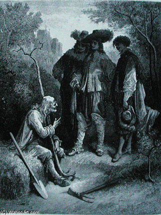 Wikioo.org – L'Enciclopedia delle Belle Arti - Pittura, Opere di Paul Gustave Doré - Illustrazione per il Vecchio Man e il Tre Young Uomini