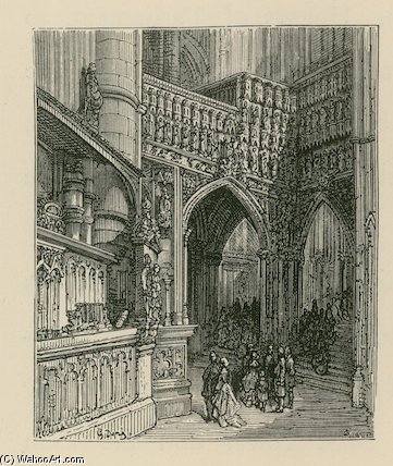 WikiOO.org - אנציקלופדיה לאמנויות יפות - ציור, יצירות אמנות Paul Gustave Doré - Interior Of Westminster Abbey