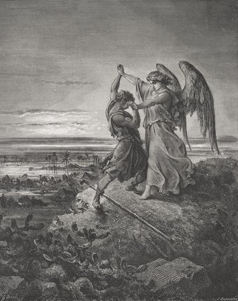 WikiOO.org – 美術百科全書 - 繪畫，作品 Paul Gustave Doré - 雅各布 `wrestling` 与 天使