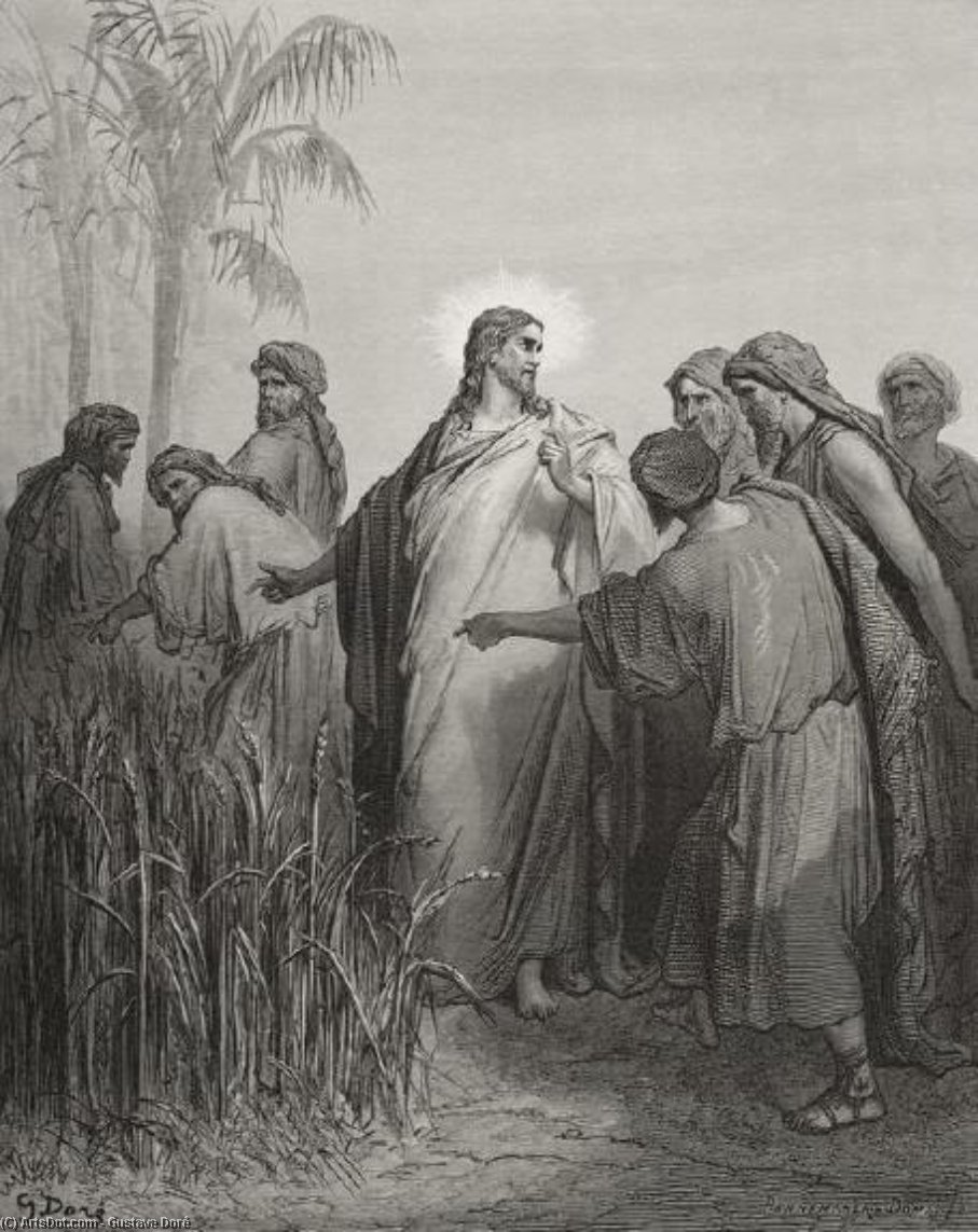 Wikoo.org - موسوعة الفنون الجميلة - اللوحة، العمل الفني Paul Gustave Doré - Jesus And His Disciples In The Corn Field