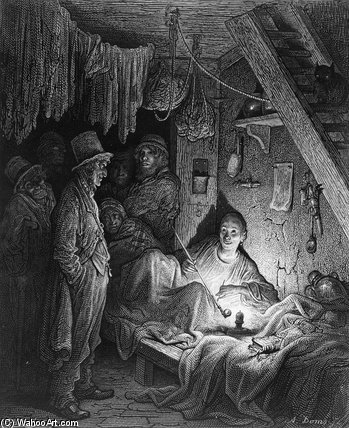 Wikioo.org – La Enciclopedia de las Bellas Artes - Pintura, Obras de arte de Paul Gustave Doré - Opio que fuma - el cuarto del Lascar