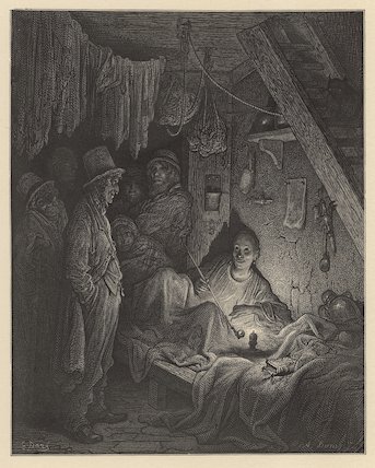 WikiOO.org – 美術百科全書 - 繪畫，作品 Paul Gustave Doré - 鸦片 抽烟 在  的 东部 结束 的 伦敦