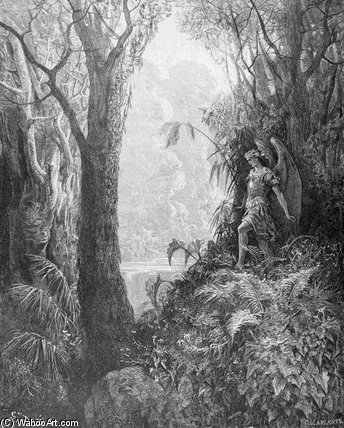 Wikoo.org - موسوعة الفنون الجميلة - اللوحة، العمل الفني Paul Gustave Doré - Satan In Paradise