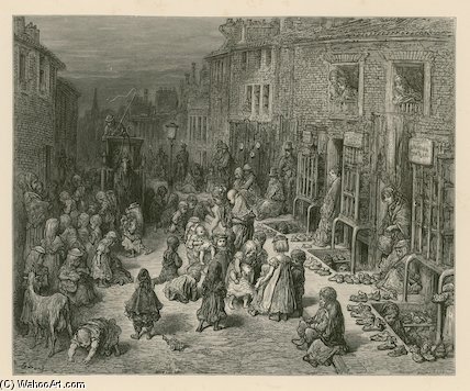 Wikioo.org - The Encyclopedia of Fine Arts - Painting, Artwork by Paul Gustave Doré - Seven Dials, London