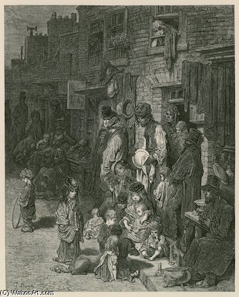 WikiOO.org - 百科事典 - 絵画、アートワーク Paul Gustave Doré - ロンドンではスラム