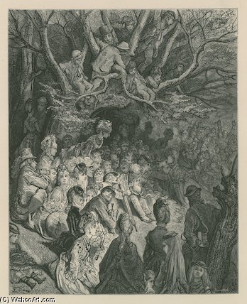 Wikioo.org - The Encyclopedia of Fine Arts - Painting, Artwork by Paul Gustave Doré - Spectators Watching A Boat Race From A Riverbank