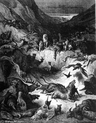 WikiOO.org - Encyclopedia of Fine Arts - Malba, Artwork Paul Gustave Doré - The Animals Fallen Sick With The Plague