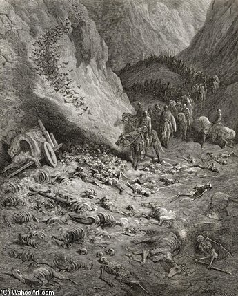Wikioo.org – L'Enciclopedia delle Belle Arti - Pittura, Opere di Paul Gustave Doré - L esercito della seconda crociata trovare i resti dei soldati