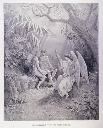 Wikoo.org - موسوعة الفنون الجميلة - اللوحة، العمل الفني Paul Gustave Doré - The Conference With The Angel Raphael