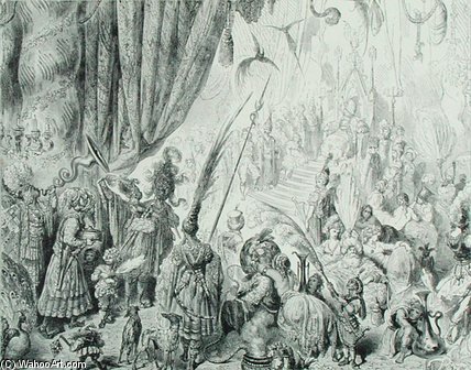 Wikioo.org - สารานุกรมวิจิตรศิลป์ - จิตรกรรม Paul Gustave Doré - The Court Of The King Of Serendib