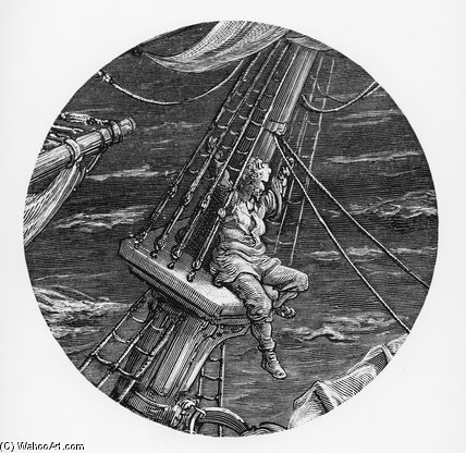 WikiOO.org - Encyclopedia of Fine Arts - Schilderen, Artwork Paul Gustave Doré - The Mariner Aloft In The Poop Of The Ship