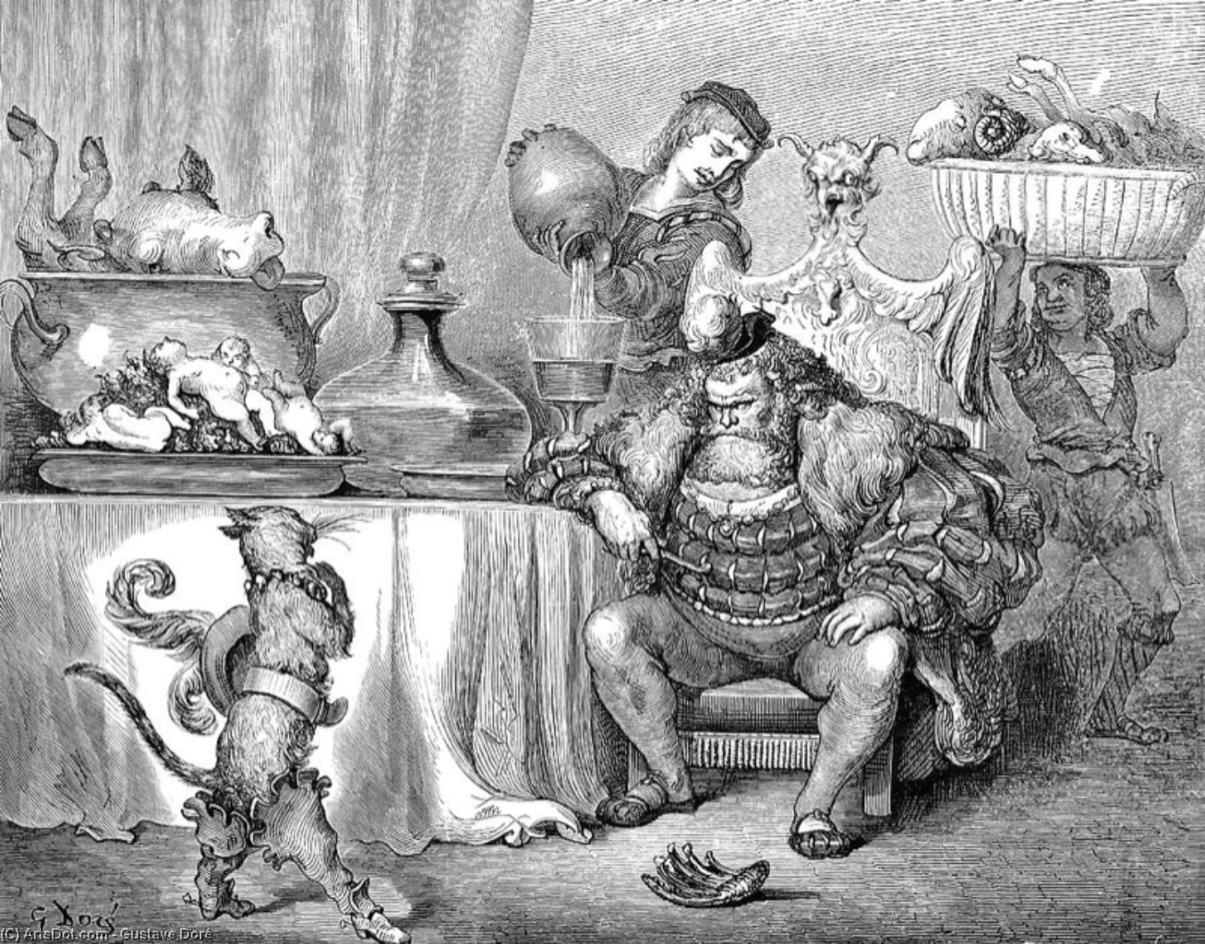 WikiOO.org - Enciclopedia of Fine Arts - Pictura, lucrări de artă Paul Gustave Doré - The Ogre Receives The Cat