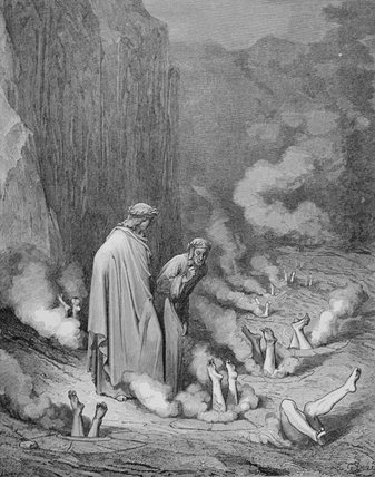 Wikioo.org - The Encyclopedia of Fine Arts - Painting, Artwork by Paul Gustave Doré - The Punishment Of The Simonists