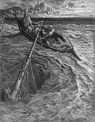 WikiOO.org - Encyclopedia of Fine Arts - Lukisan, Artwork Paul Gustave Doré - The Ship Sinks But The Mariner Is Rescued