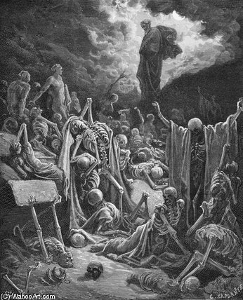 Wikioo.org - The Encyclopedia of Fine Arts - Painting, Artwork by Paul Gustave Doré - The Vision Of The Valley Of Dry Bones