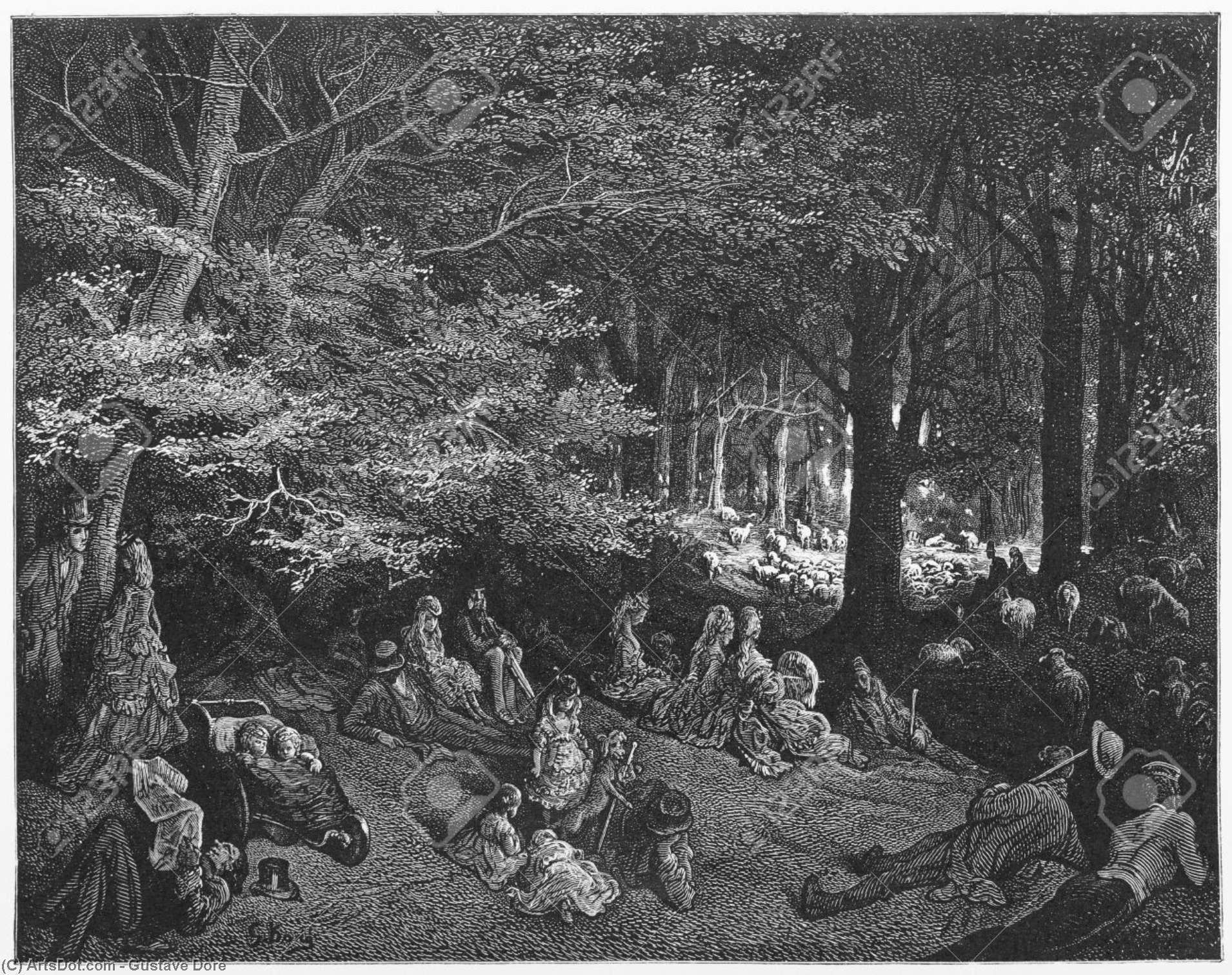 WikiOO.org - Güzel Sanatlar Ansiklopedisi - Resim, Resimler Paul Gustave Doré - Under The Arches, Illustration From 'london