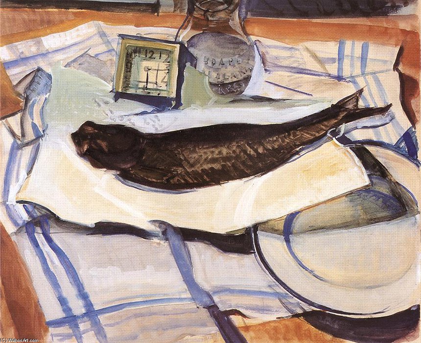 Wikioo.org - The Encyclopedia of Fine Arts - Painting, Artwork by Gyula Derkovits - Still-life With Fish -