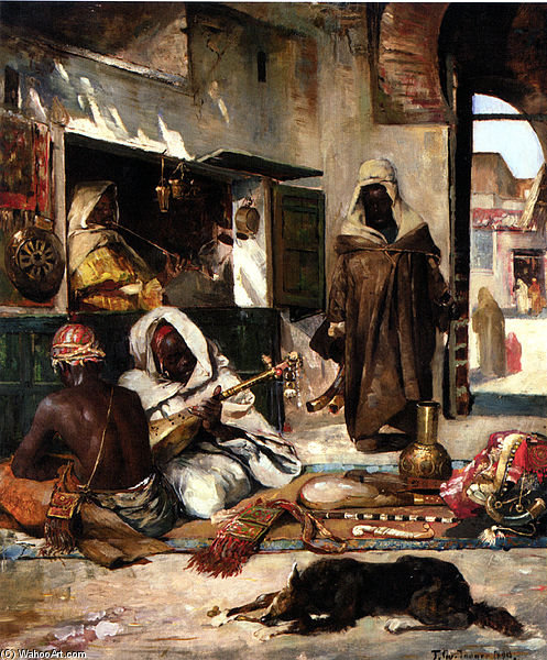 Wikioo.org - The Encyclopedia of Fine Arts - Painting, Artwork by Gyula Tornai - An Arms Merchant In Tangiers