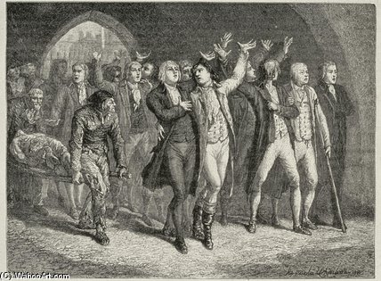 WikiOO.org - Enciklopedija dailės - Tapyba, meno kuriniai Hippolyte De La Charlerie - Girondins Leave The Revolution Tribunal