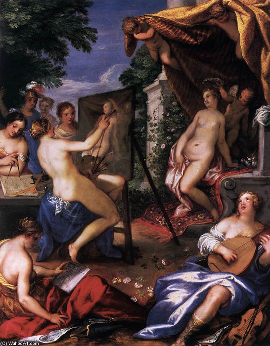 Wikioo.org - The Encyclopedia of Fine Arts - Painting, Artwork by Hans I Rottenhammer (Johann Rottenhammer) - Allegory Of The Arts