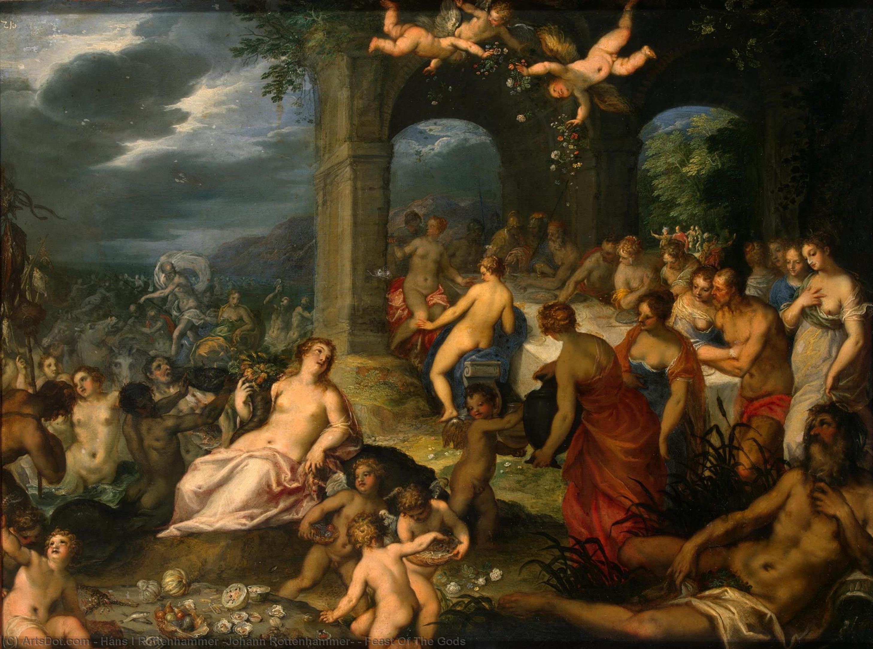 Wikioo.org - The Encyclopedia of Fine Arts - Painting, Artwork by Hans I Rottenhammer (Johann Rottenhammer) - Feast Of The Gods