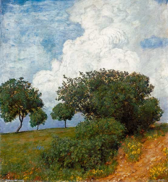 WikiOO.org - Encyclopedia of Fine Arts - Maalaus, taideteos Hans Thoma - Landscape With Cloud