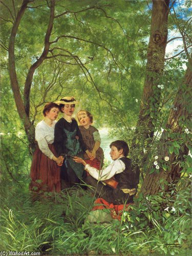 Wikioo.org - The Encyclopedia of Fine Arts - Painting, Artwork by Hans Thoma - Song In The Greenery