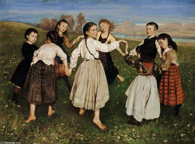 Wikioo.org – L'Enciclopedia delle Belle Arti - Pittura, Opere di Hans Thoma - il bambino rotondo  ballo