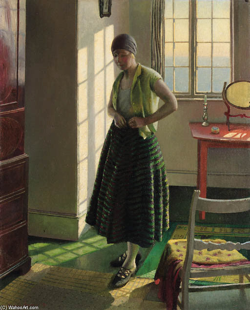 Wikioo.org - The Encyclopedia of Fine Arts - Painting, Artwork by Harold Harvey - Gertrude In An Interior