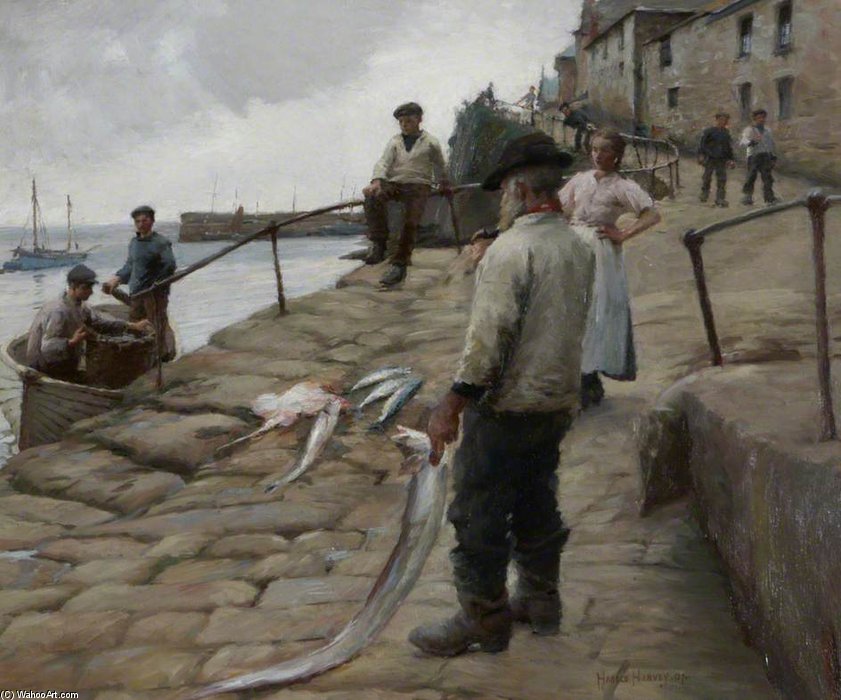 WikiOO.org - Enciklopedija likovnih umjetnosti - Slikarstvo, umjetnička djela Harold Harvey - Newlyn Harbour