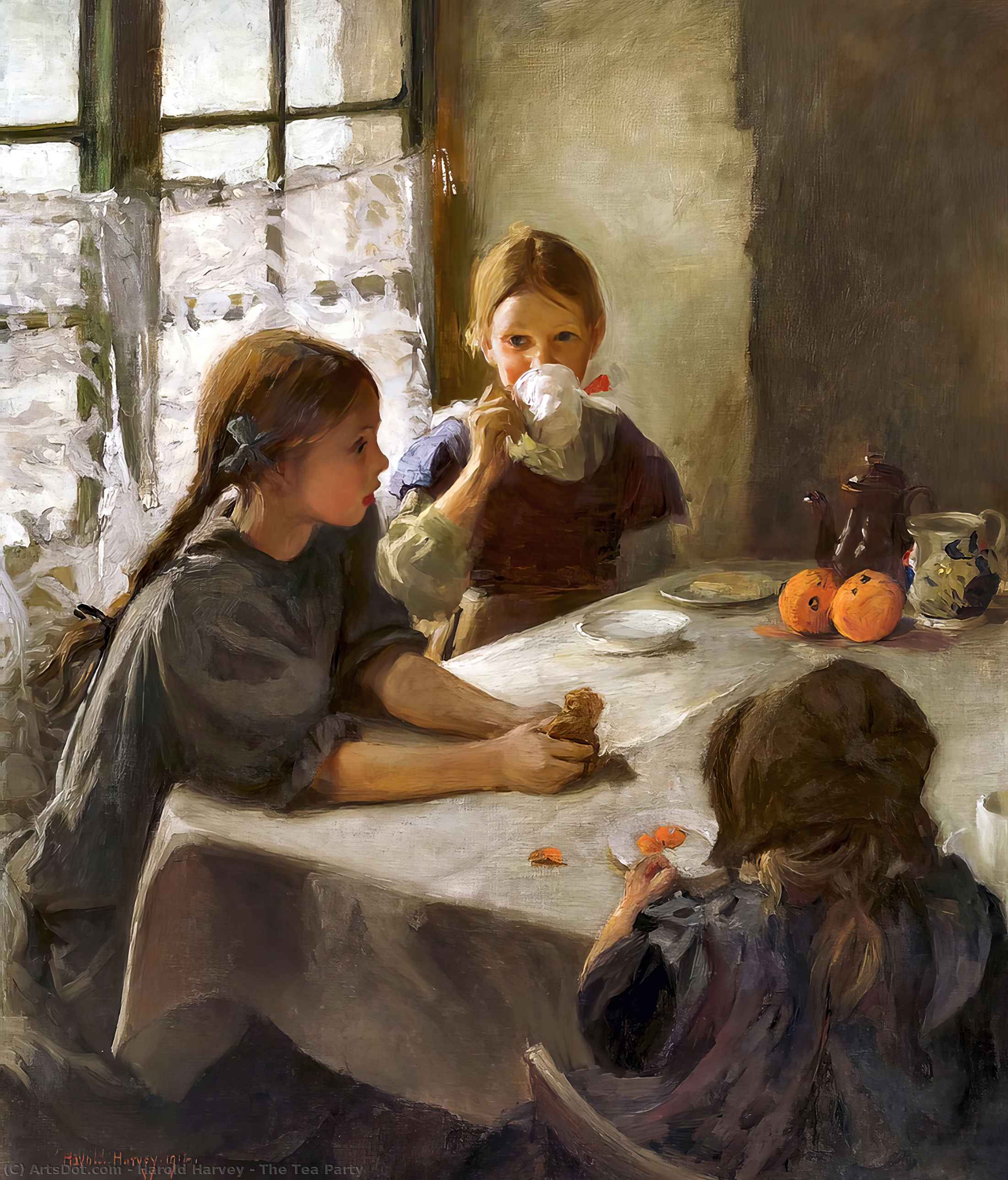 WikiOO.org - Encyclopedia of Fine Arts - Maľba, Artwork Harold Harvey - The Tea Party