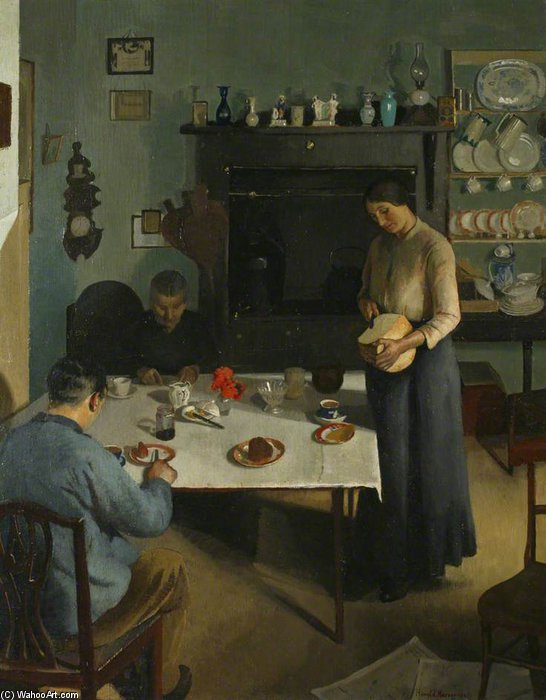 WikiOO.org - Güzel Sanatlar Ansiklopedisi - Resim, Resimler Harold Harvey - The Tea Table