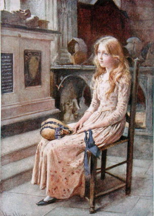 WikiOO.org - אנציקלופדיה לאמנויות יפות - ציור, יצירות אמנות Harold Copping - Little Nell In The Old Church