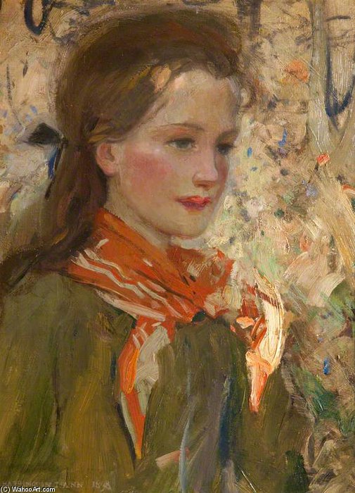 Wikioo.org - The Encyclopedia of Fine Arts - Painting, Artwork by Harrington Mann - Head Of A Girl