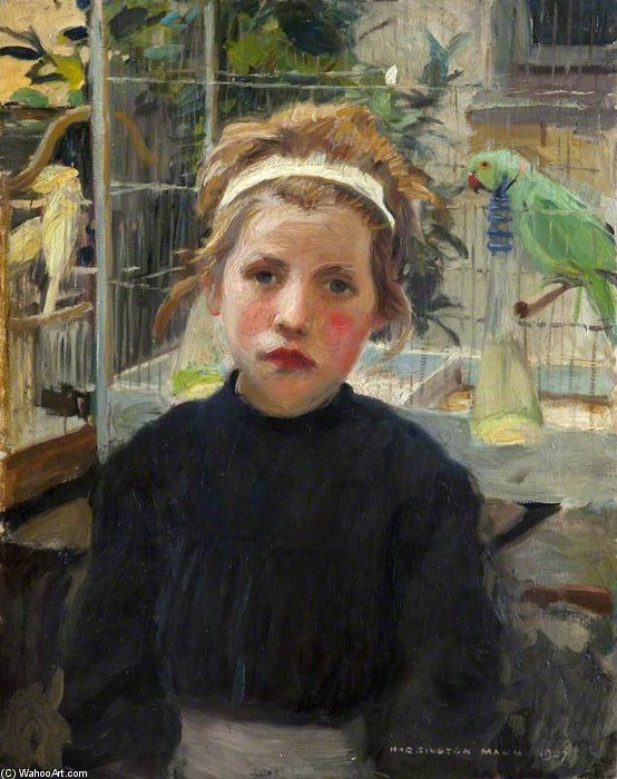 Wikioo.org - The Encyclopedia of Fine Arts - Painting, Artwork by Harrington Mann - The Bird Cage