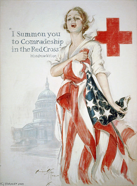 Wikioo.org - The Encyclopedia of Fine Arts - Painting, Artwork by Harrison Fisher - Wwi American Red Cross Poster