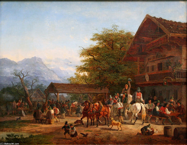 Wikoo.org - موسوعة الفنون الجميلة - اللوحة، العمل الفني Heinrich Bürkel - Tyrolean Fair