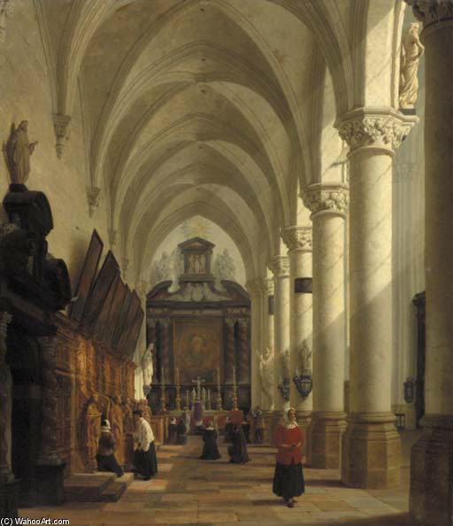 Wikioo.org - The Encyclopedia of Fine Arts - Painting, Artwork by Heinrich Hansen - A Priest Celebrating Mass In The St