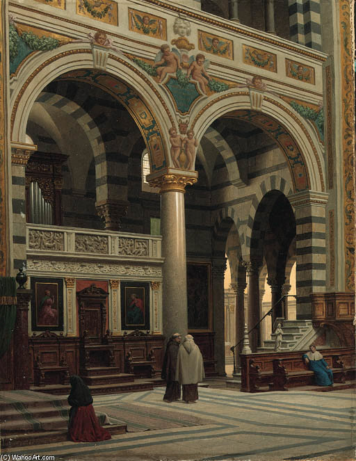 Wikioo.org - The Encyclopedia of Fine Arts - Painting, Artwork by Heinrich Hansen - Interior Of The Dome In Pisa